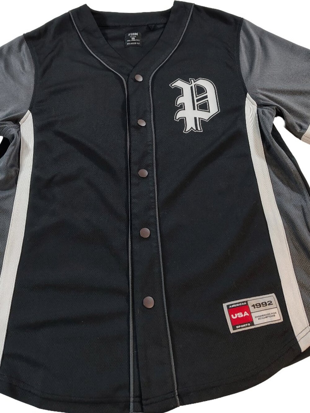 Men's Black Medium Generic Baseball Jersey